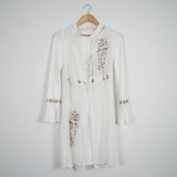 Fashinza - White Round Neck Belted Dress