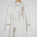 Fashinza - White Round Neck Belted Dress