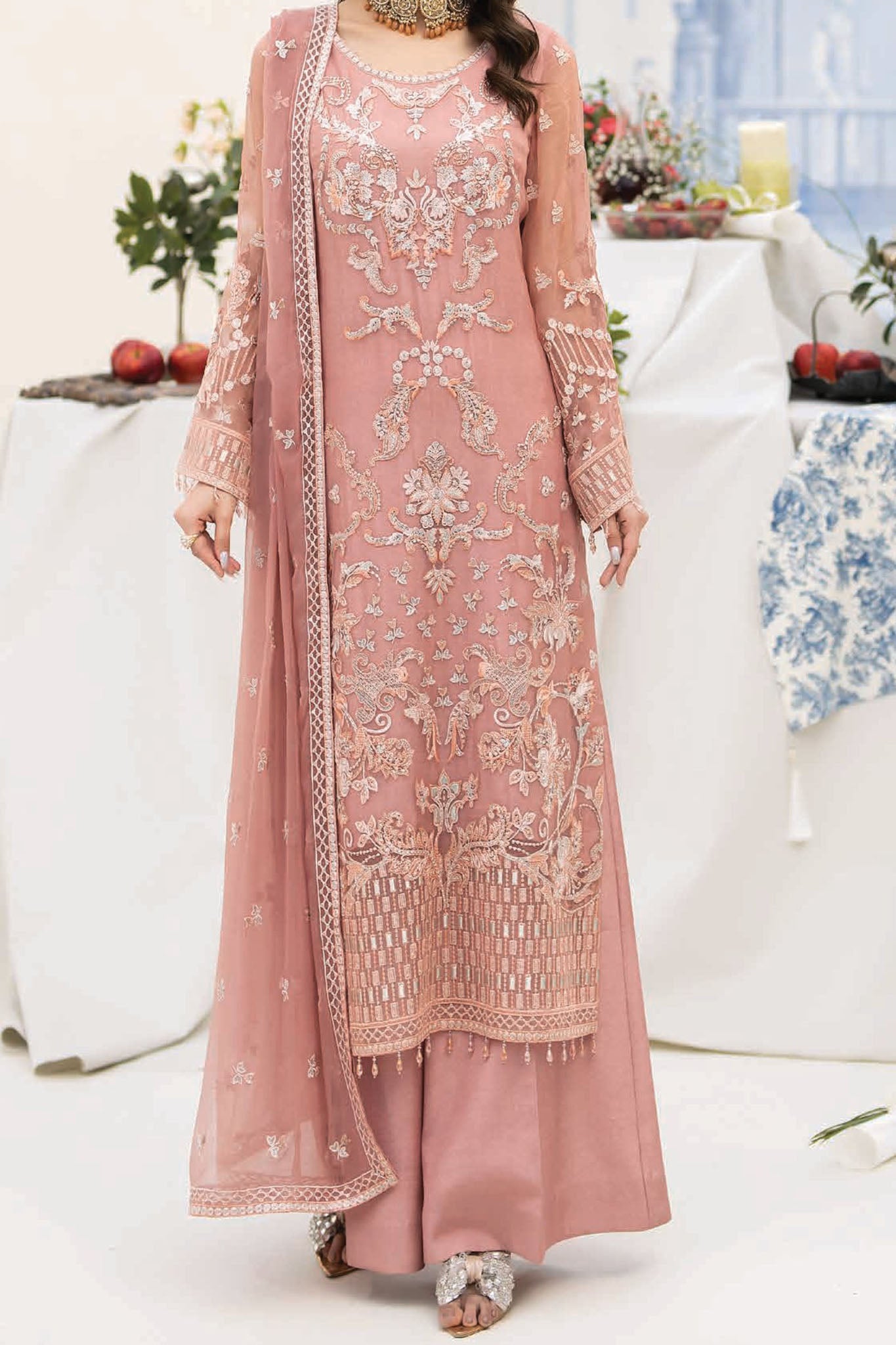 Lamisah by Lavish Premium Unstitched Embroidered Chiffon 3 Piece Suit LVP26UCL Pink Blossom - Festive Collection main image 0