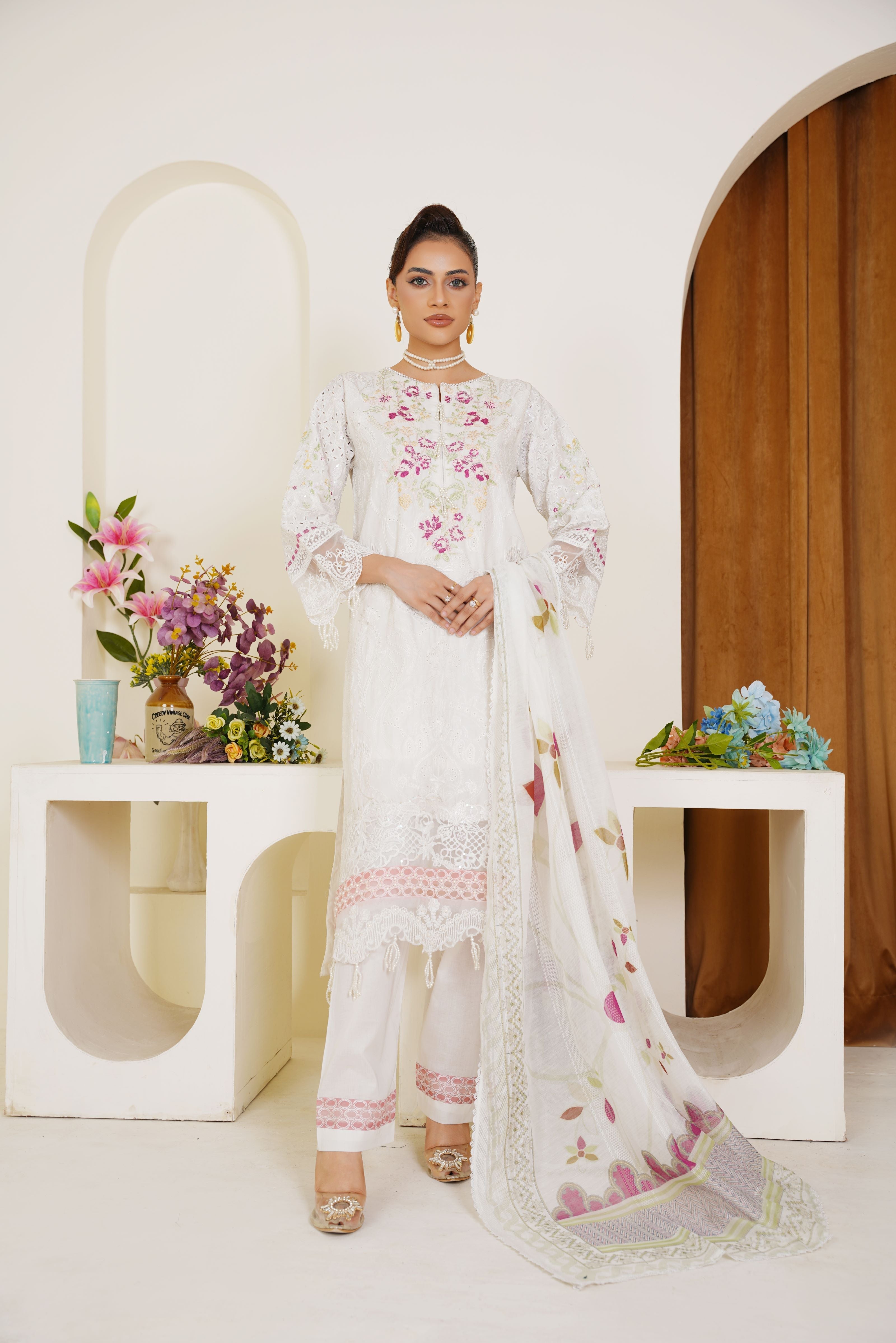 Threads And Weaves Pret Embroidered Viscose 3 Piece Suit RTWV24107