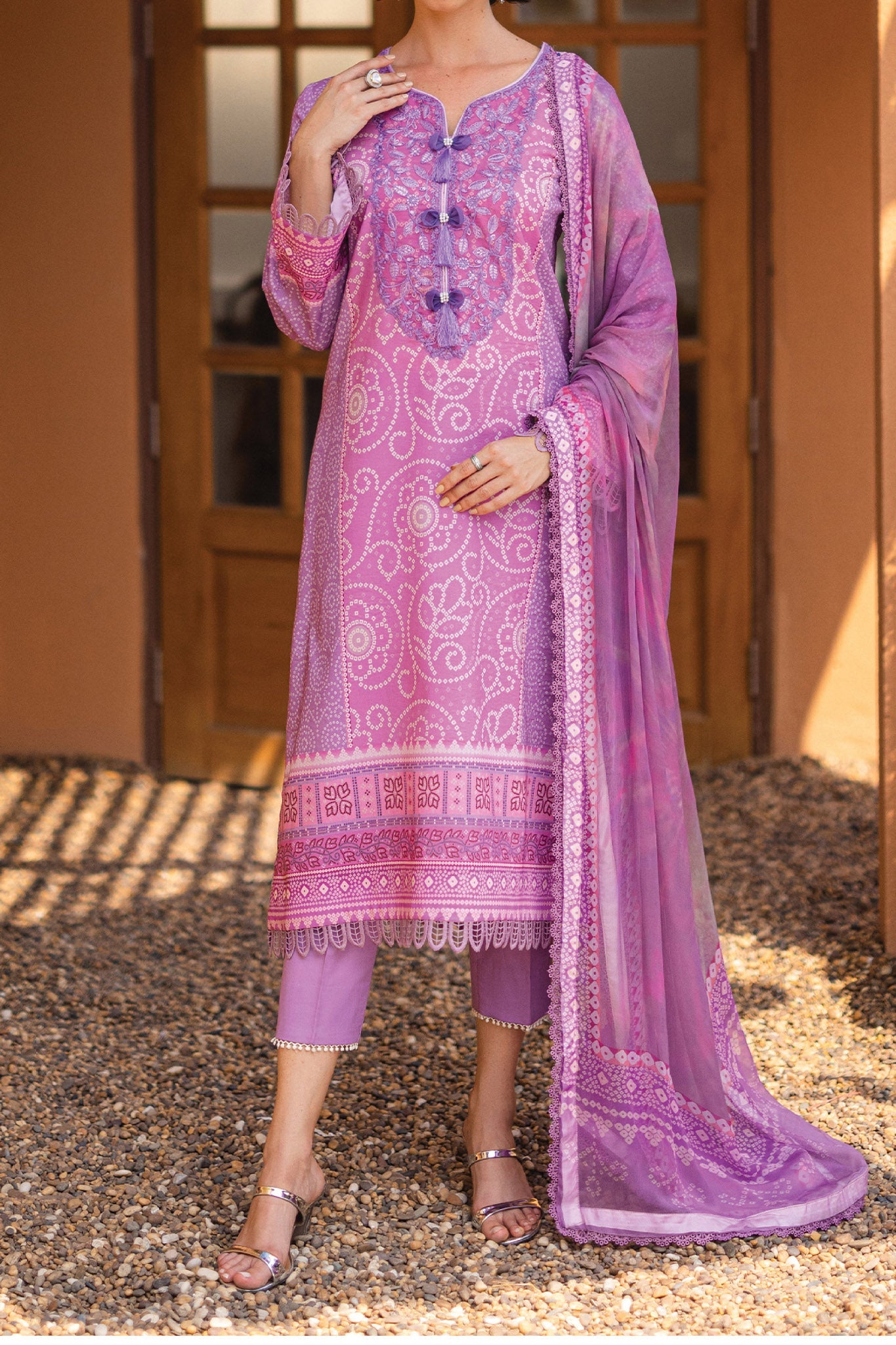 Roheenaz | Azalea Printed Lawn 24 | Sunset Serenade