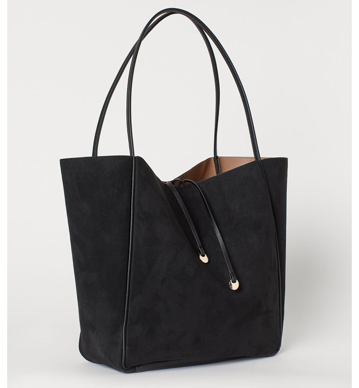 H&M- Black/Imitation Suede Shopper Bag Bagallery Deals