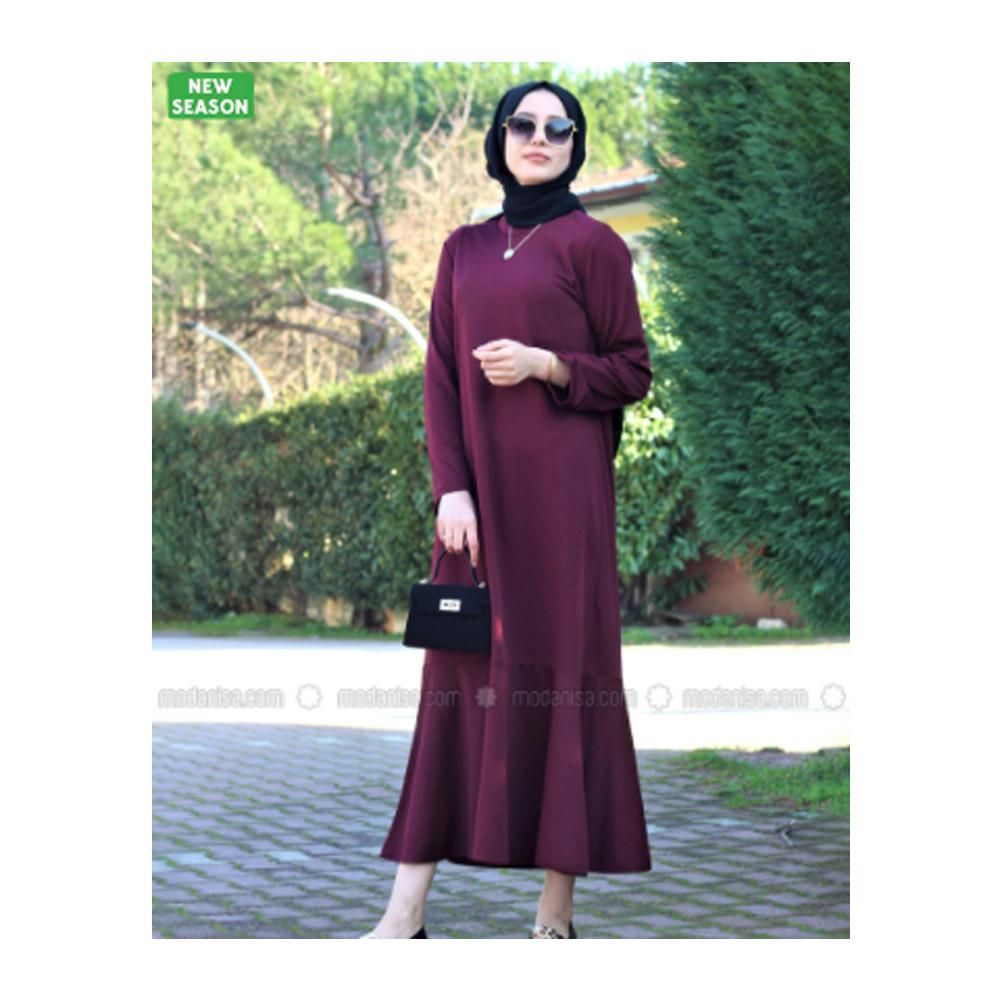 Modanisa- Sultane Maroon- Crew neck- Unlined- Modest Dress – Bagallery