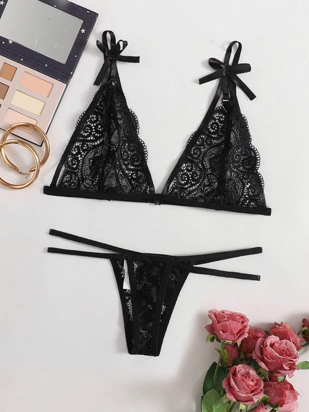 Shein Floral Lace Cut Out Lingerie Set Bagallery