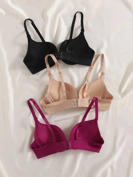 Shein - Solid Color Bra With Adjustable Straps - 2 Pcs – Bagallery