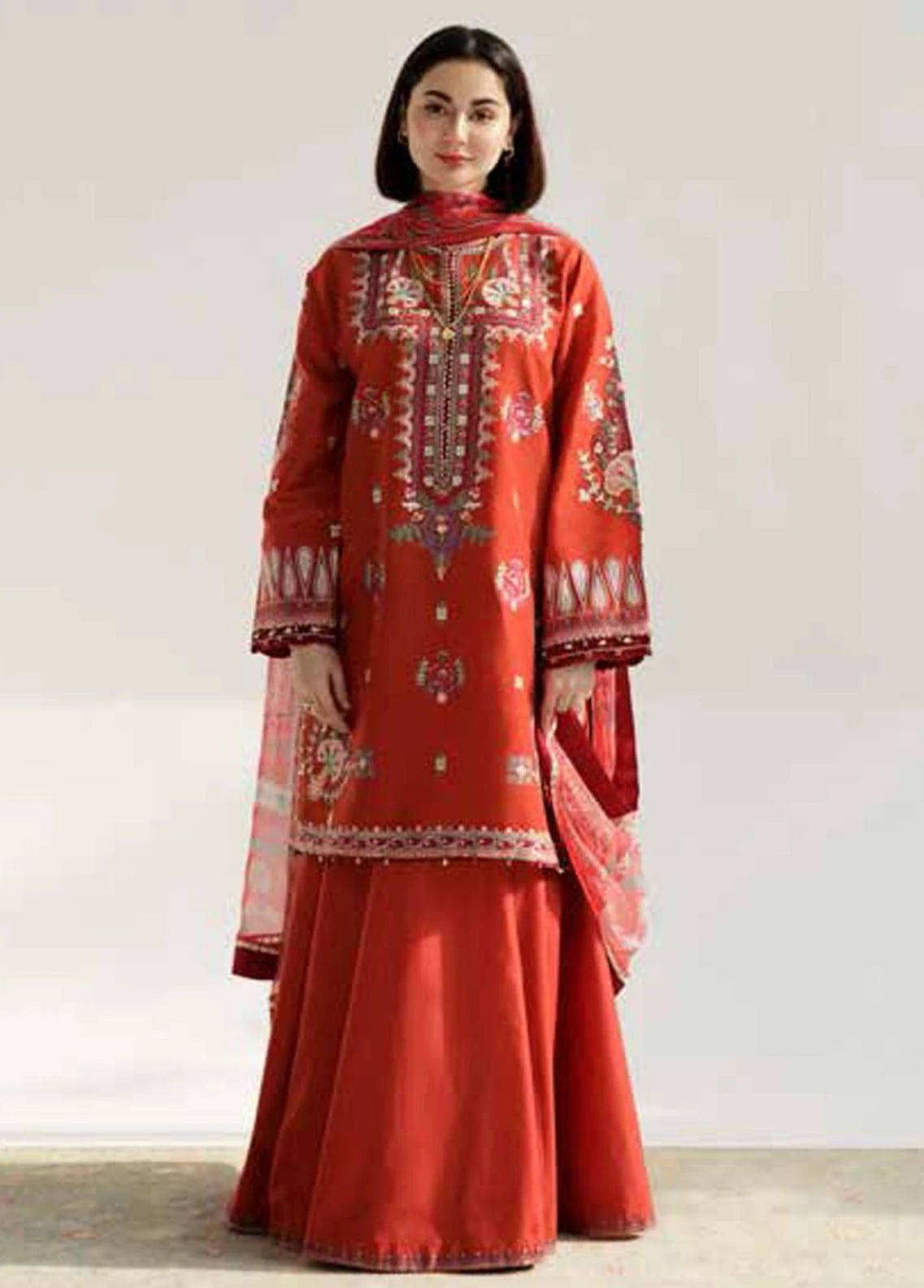 Zara Shahjahan 3 Piece Custom Stitched Suit - Red - LB31373 main image 0