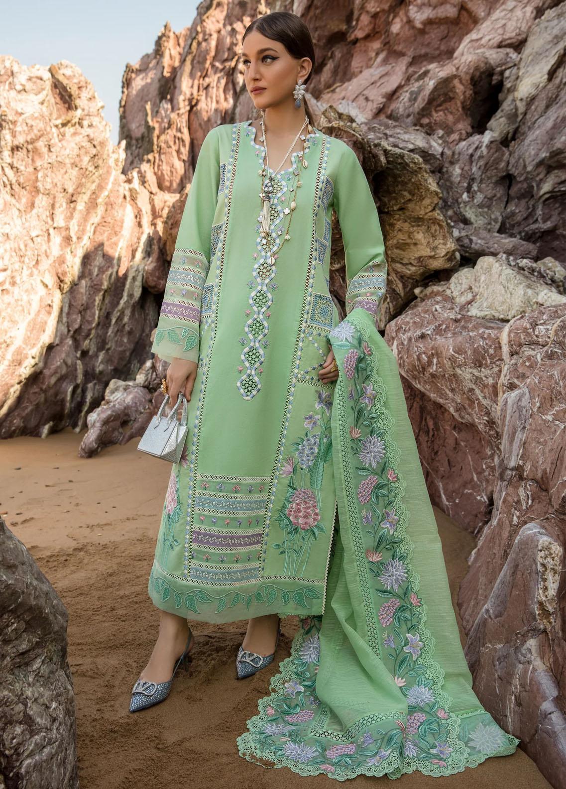 Crimson Flow Embroidered Lawn Unstitched 3Pc Suit D-4A Bloom Bold