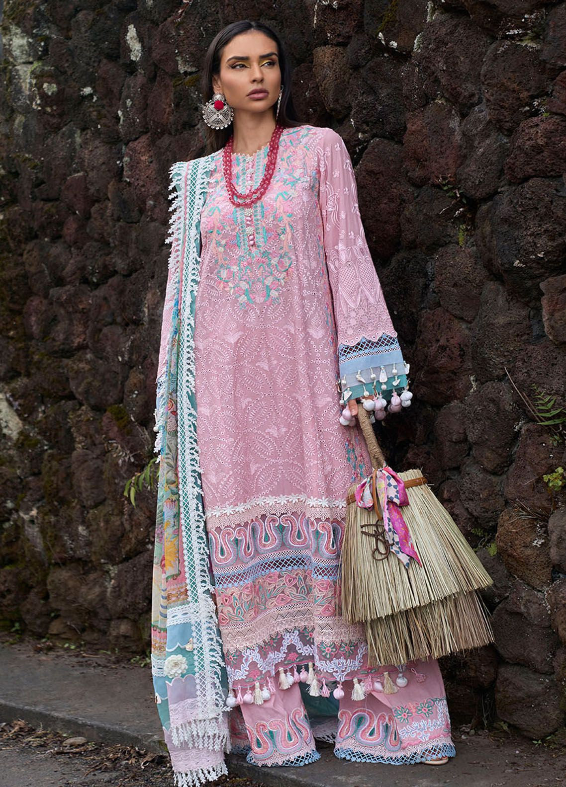Zoha by Ansab Jahangir Embroidered Lawn Suits Unstitched 3 Piece ANJ24Z D-02 Lotus Pod - Luxury Collection