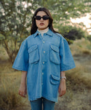 Weave Wardrobe - Oversized Light Blue Denim Boxy Shirt Women | El Denim Vol. 1: Highway | Weave Wardrobe