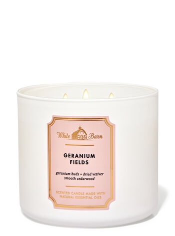 Bath & Body Works - Geranium Fields 3 Wick Candles 414gms