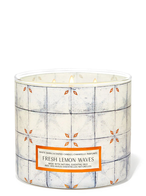 Bath & Body Works - Fresh Lemon Waves 3 Wick Candles 414gms