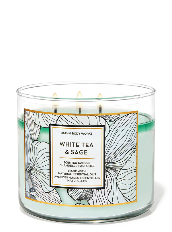 Bath & Body Works - White Tea & Sage 3 Wick Candles 414gms