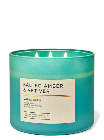 Bath & Body Works - Salted Amber & Vetivar 3 Wick Candles 414gms