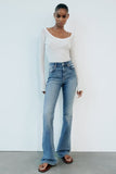 Zara Mid-Rise Full Length Flare Pant