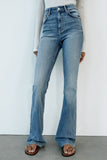 Zara Mid-Rise Full Length Flare Pant