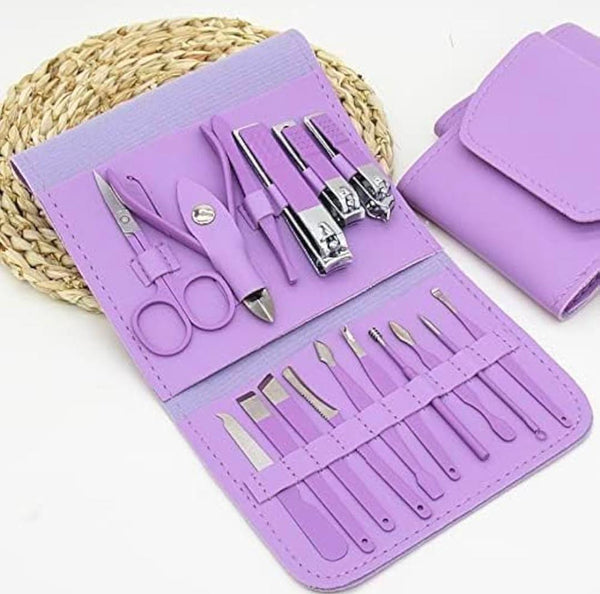 Manicure Set Professional Stainless Steel Pedicure Nail Clipper-Cutter Set Tools Kit Purple