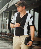 Weave Wardrobe - Monochrome Havana Men Black and White Cuban Collar Polo
