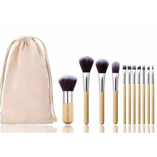 The Original Brush 11 PCs Travel Portable Bamboo Handle Make up Brushes With Poch