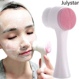 Colourme - Julystar 3D Double Side Silicone Facial Cleansing Brush Portable For Face Cleaning And Massage Tool For Girls & Women