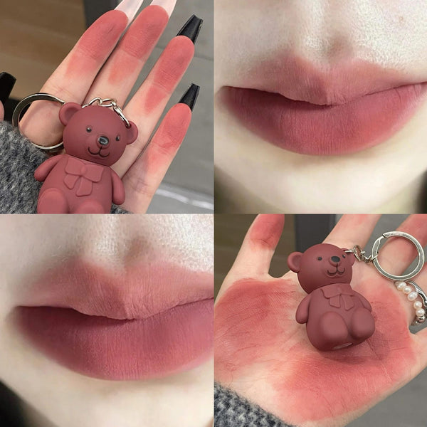 Colourme - Julystar PACK OF 3 Bear Keychain Style Trendy LIP GLOSS MATTE MAKE UP YOUR LIPS FOR GIRLS & FOR WOMEN MOC153