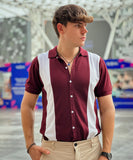 Weave Wardrobe - Maroon Reverie Men Maroon and White Button Down Polo