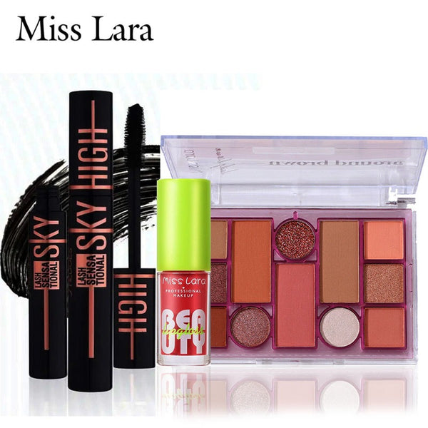 Miss Lara - 3 In 1 (12 Colors Eye Shadow ,Eye Masacar , Lip Gloss) Skin Care Series