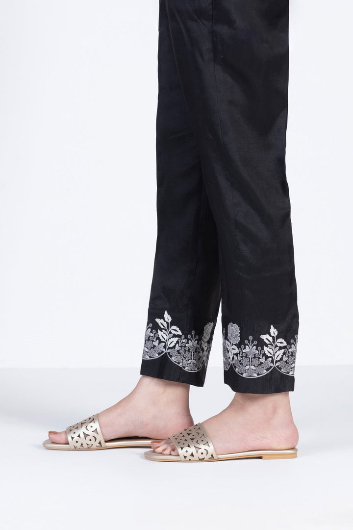 Sapphire- Embroidered Raw Silk Pants