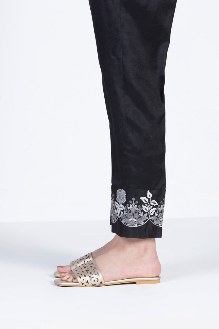 Sapphire- Embroidered Raw Silk Pants