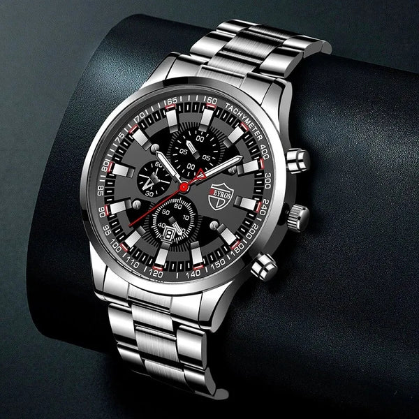 The original Fashion Mens Sports Watches Men Business Stainless Steel Quartz Watch Luxury Man Casual Calendar Luminous Clock