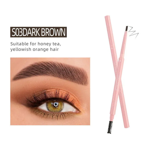 Dragon Ranee - 2 In1 Eyebrow Pencil Natural Waterproof S03 Dark Brown