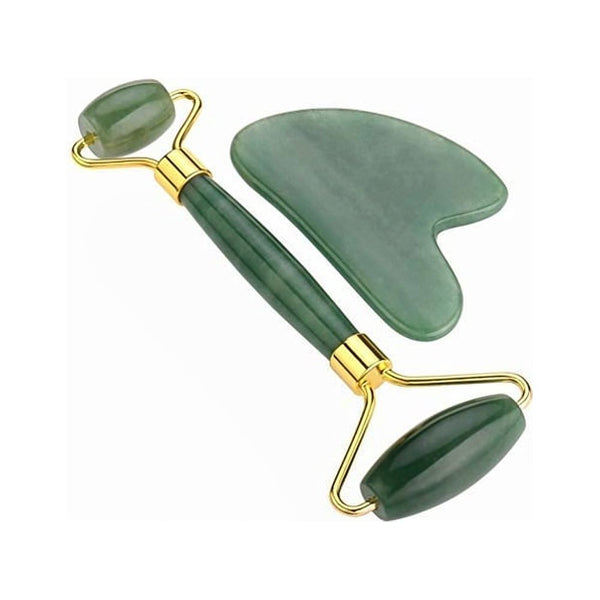 The Original Facial Beauty- Guasha Jade roller Set Green