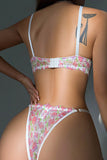 Emerce - White Floral Padded Bra and Panty Set
