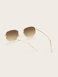 Shein - 1pc Women's Square Metal Decor Fashion Sunglasses