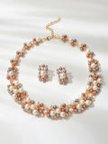 Shein - Costume Jewelry Fake Pearl Women Necklace Earrings Set