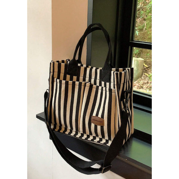 Shein - Versatile Vertical Stripes Hobo Shoulder Bag For Women Purse And Handbag