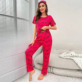 VYBE -  Shocking Pink Love Printed PJ Suit