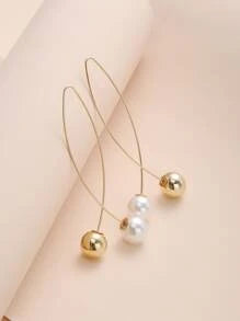 Shein - Faux Pearl Decor Earrings