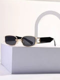 Shein - Fashion Square Shaped Metal Frame Sun Glasses, Hip Hop Street Style Y2k Casual Sunglasses