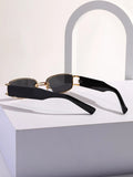 Shein - Fashion Square Shaped Metal Frame Sun Glasses, Hip Hop Street Style Y2k Casual Sunglasses