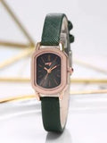 Shein - Simple Oval Pointer Quartz Watch- Green