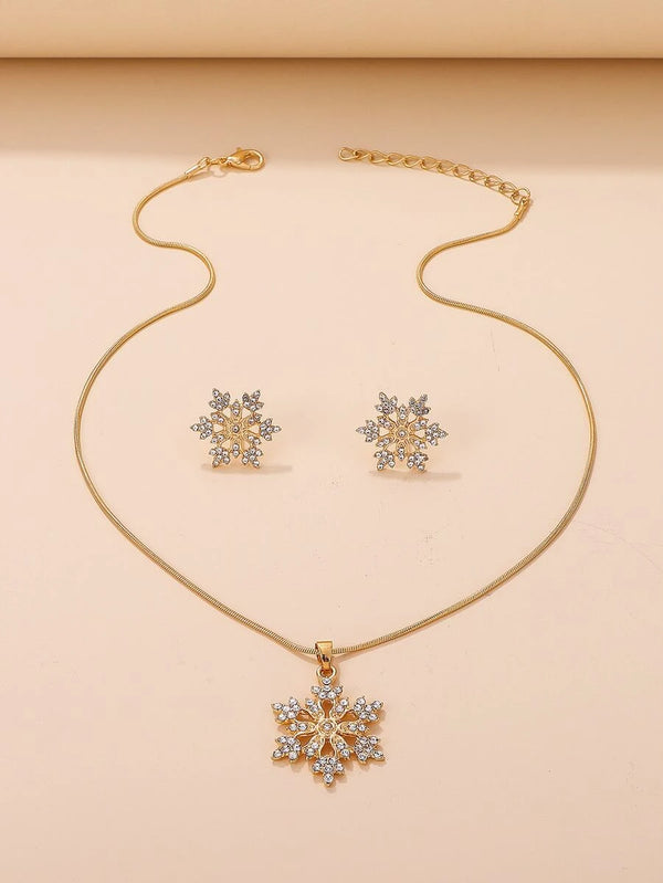 Shein Jewelry set with rhinestone snowflake design, 3 pieces