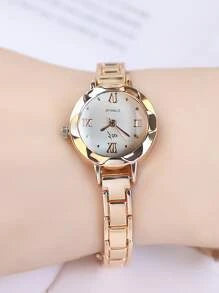 Shein - Round Pointer Quartz Watch