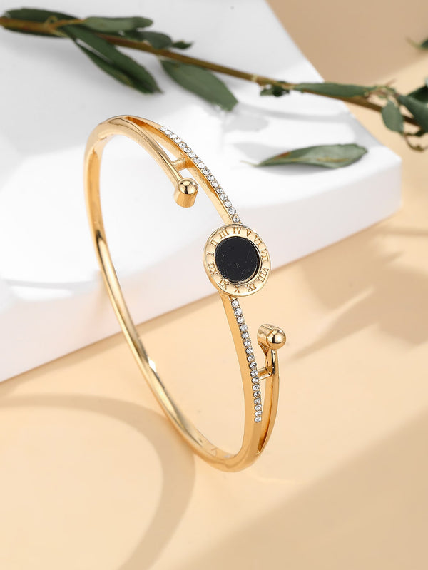 Shein - Roman Numerals Detail Rhinestone Decor Bangle