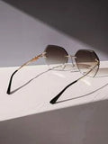 Shein - Faux Pearl Detail Rimless Fashion Glasses For Daily Life Or Summer Travel Elegant