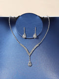 Shein 2pcs/set Women Luxury Rhinestone Drop Dangle Pendant Necklace and Earrings Set for Wedding, Party