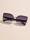 Shein - 1pc Wrap-Around Metallic Sunglasses With Diamond Decoration