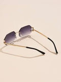 Shein - 1pc Ladies Metal Rimless Square Fashion Glasses