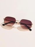 Shein - 1pc Women Metal Oval Sunglasses Suitable For Daily Wear