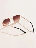 Shein - 1pc Women Metal Oval Sunglasses Suitable For Daily Wear