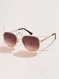 Shein - 1pc Women Metal Oval Sunglasses Suitable For Daily Wear